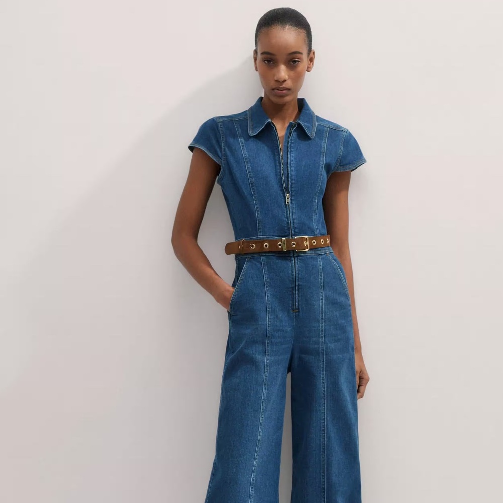 ME + EM Palazzo Travel Jumpsuit Stretch Denim - US4 - MSRP $425 - NWT